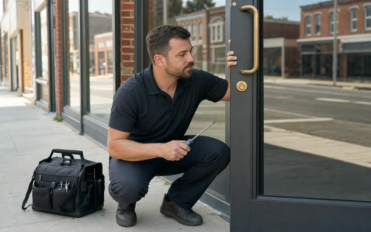 Commercial locksmith work in progress