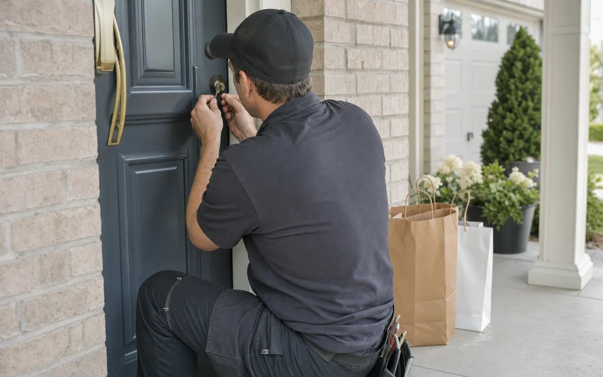 Emergency locksmith work in progress